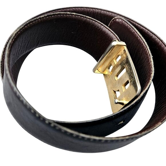 Vintage Emanuel Ungaro Belt 1970s Leather Black Gold Womens 25 27 Inch Waist main image 10
